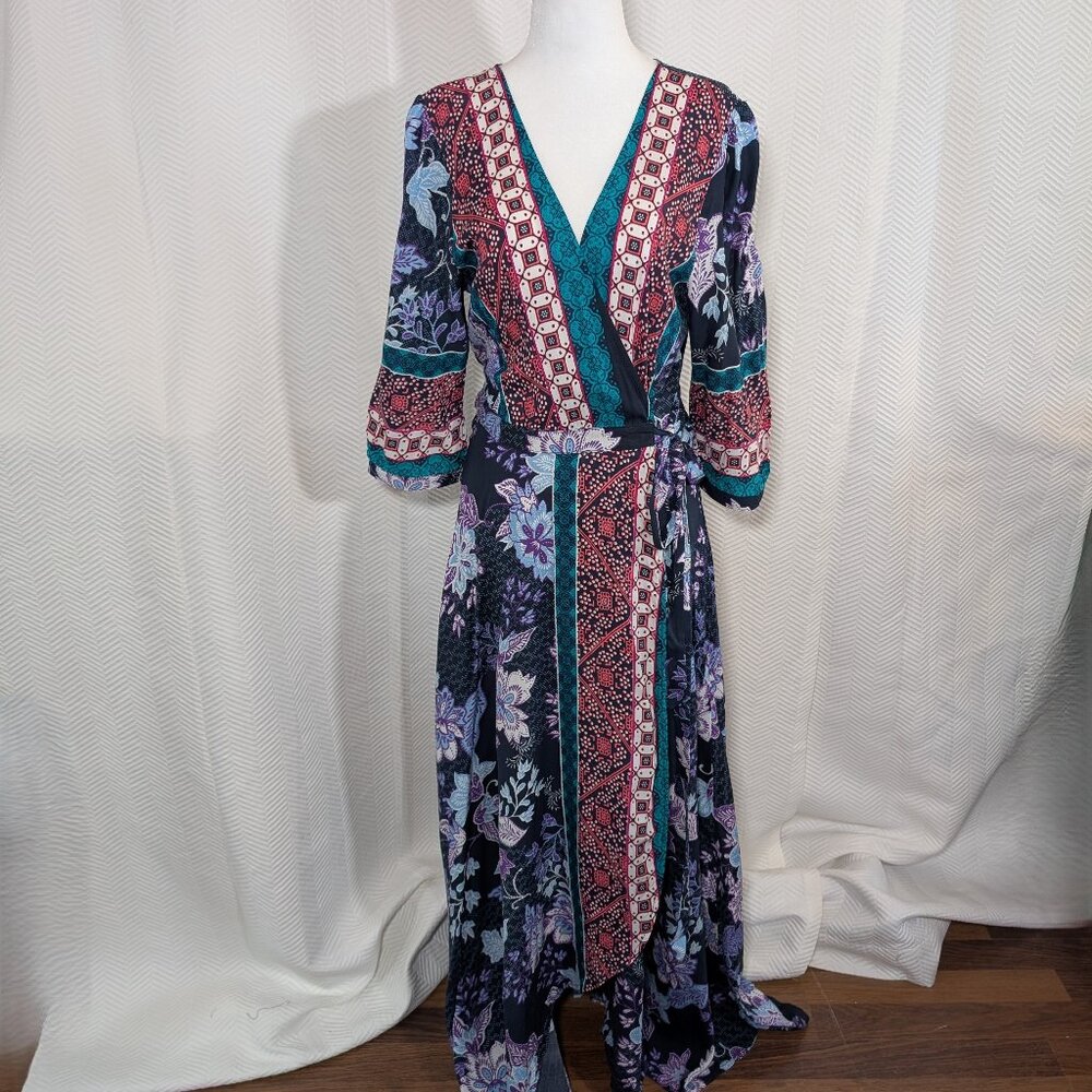 JAASE Purple Haze Wrap Maxi Dress Size Medium Boho Feminine Flowy